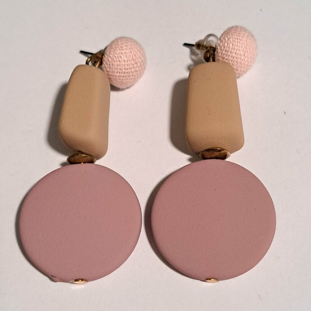 Pink, tan, purple earrings